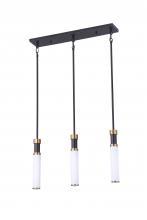 Lit Up Lighting LIT6834BK+GD-OP - 25" 3 Light Multi -Head Pendant light With 3x25 W E26 medium base frame in Black finish